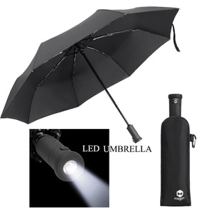 Custom Logo <b>Umbrella</b> Portable Solar Powered LED Parasol Torch Handle Sun Wind <b>Umbrella</b> Led Flashlight Folding <b>Umbrella</b> - Product Image 1