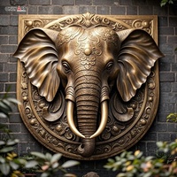 Grand décor animalier personnalisé vendu en laiton coulé classique tête d'animal statue géante en bronze tête d'éléphant sculpture murale pour musée