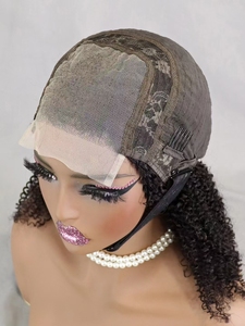 Letsfly 300% <b>Afro</b> Kinky Curly 4x4 Lace Closure <b>Wigs</b> Natural Color 100% Human Hair <b>Wigs</b> Brazilian Remy Virgin Hair 12 14 16inch - Product Image 5