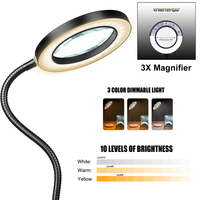 3X Magnifying Glass Table Lamp Flexible Gooseneck Lamp Table Clamp USB LED Desk Lamp USB Illuminated Magnifier for Home Office