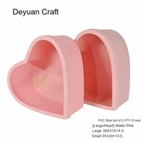 Boîte de rangement pour fleurs en PVC mat rose, en forme de cœur, lot de 2, grande et petite taille, décoration florale, emballage cadeau