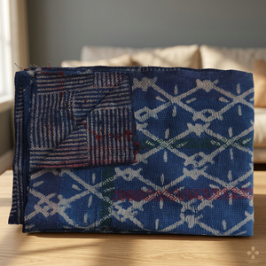 Venta caliente Vintage Indigo Kantha bordado colcha de tamaño doble - Product Image 2