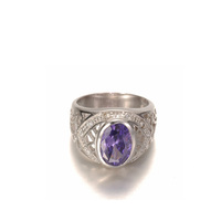 Grandes bagues en argent avec pierre précieuse violette pour hommes, pierre ovale Bagues en argent pour hommes 925 Bijoux en argent de style turc