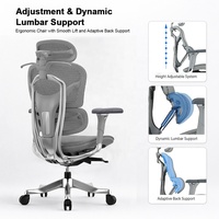 Chaise de bureau ergonomique exécutive en maille avec accoudoirs et dossier en PU 7D, réglable en hauteur, pivotante, base en acier pour le bureau