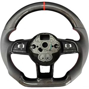 Volante de Cuero de Fibra de Carbono Brillante de Alta Calidad para Volkswagen <span class=keywords><strong>Polo</strong></span> Golf <span class=keywords><strong>6</strong></span> 7 7.5 8 R <span class=keywords><strong>GTI</strong></span> Passat B6 B7 CCMK6 Mk7 - Product Image 1