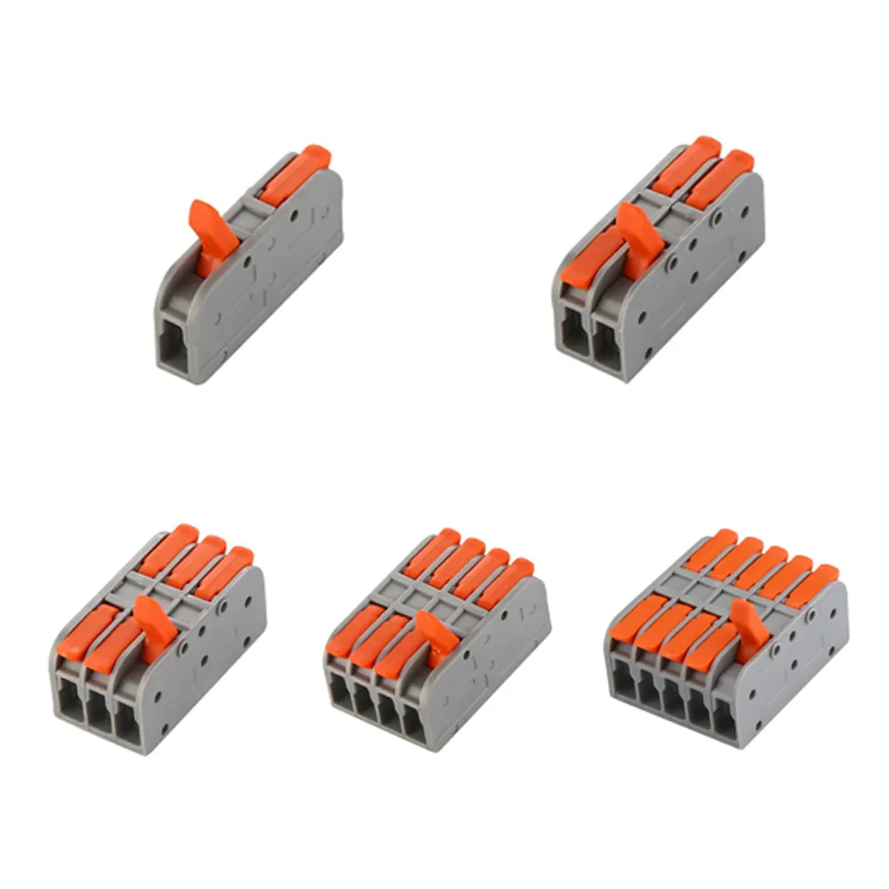 222 Series Clamp Quick Wire Push Connector Push-in Electrical Terminals 2/3/4/5 poles Female Terminal Block Fast Compact