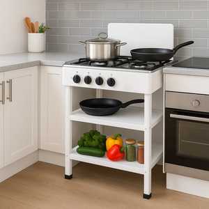 Cuisinière à gaz mobile 4 brûleurs 2 étagères pour camping et jardin 49x49x82 cm avec allumage - Product Image 5
