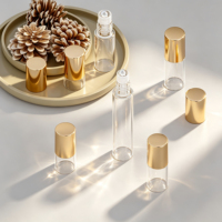 Flacon roll-on transparent avec bouchon en plastique blanc et bille en verre, 2 ml, 5 ml, transparent, pour présentation sur étagère, vente au détail et en gros