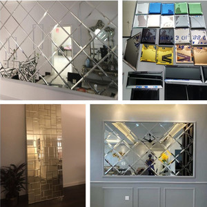 Carreaux de <span class=keywords><strong>miroir</strong></span> en verre gris <span class=keywords><strong>fumé</strong></span> à bords biseautés rectangulaires pour mur de fond de bar - Product Image 6