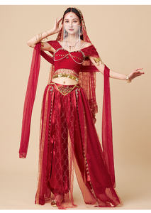2025 la dernière haute qualité Halloween fête jouer princesse indienne <span class=keywords><strong>Bollywood</strong></span> danse Performance Saree Costumes ensemble pour les femmes - Product Image 5