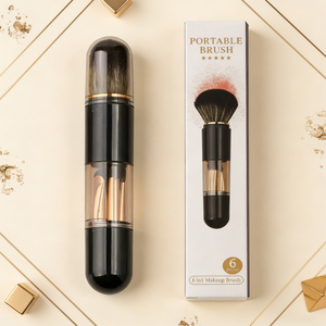 Set de 6 Brochas de Maquillaje Negras, Pelo Sintético, Mango de Plástico, para Base, Polvo, Rubor, Sombra de Ojos, Kit de Brochas Cosméticas Diarias - Product Image 4