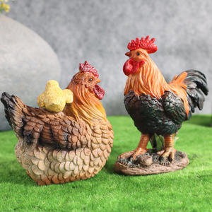 Figura de Gallo y Gallina de Estilo Rústico <span class=keywords><strong>Americano</strong></span>, Hecha a Mano y Pintada a Mano, Adorno de Resina para Jardín, Decoración del Hogar - Product Image 5