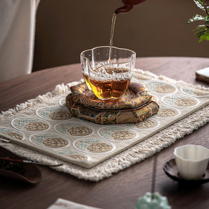 Alfombrilla octogonal de tela estilo japonés para tetera, almohadilla de aislamiento térmico, accesorio para té - Product Image 4
