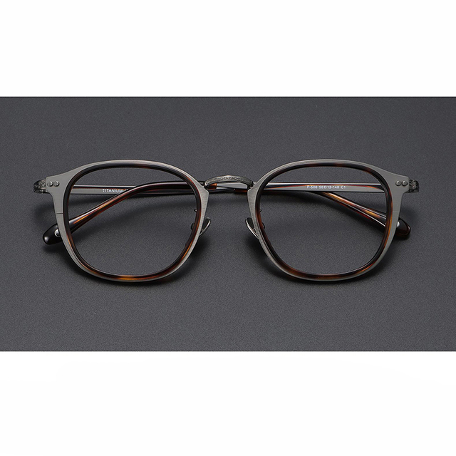 Vision Plus Mixed Acetate Titanium Square French Style Luxurious Designer Comfortable Unisex Eyeglass Frames-Trendy Vintage