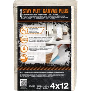 Lona Protectora Antideslizante Stay Put Canvas Plus de 4x12 Pies para Protección de Pisos - Product Image 1