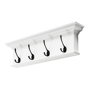 HMS 28 \ "moderno appendiabiti in legno bianco a quattro ganci mobili versatili per casa soggiorno camera da letto o palestra - Product Image 2