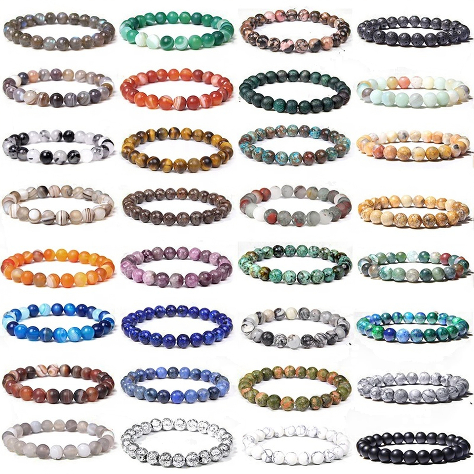 Factory Direct Natural Stone Pine Stone Agate Beaded Bracelets Volcanic Frosted Stone Bracelets-many Finished Fashion Jewelry