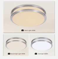 Plafonnier LED à double anneau moderne à gradation CCT, couvercle givré à encastrer sélectionnable pour chambre à coucher pour hôtels, indice de protection IP44