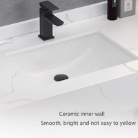 Meuble-lavabo mural rectangulaire en porcelaine, durable et moderne, avec vasque intégrée en roche, drain intégré, facile à nettoyer, pour usage hôtelier