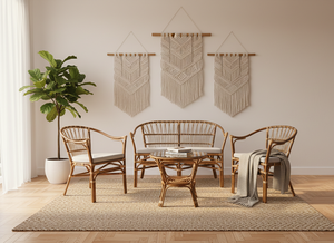 Ensemble de table basse en rotin Fladeo, design asiatique moderne fait main, pour un salon confortable et durable - Product Image 4