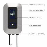 Station de recharge murale pour voitures électriques NECS modèle 3010, nouvelle, 7 kW, 11 kW, 22 kW, type 2 AC, argent