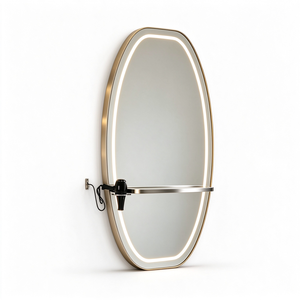 Ensemble de fauteuil de barbier et de fauteuil de lavage de luxe or et blanc, avec bac à shampoing en céramique et miroir de salon LED, mobilier de coiffure - Product Image 6