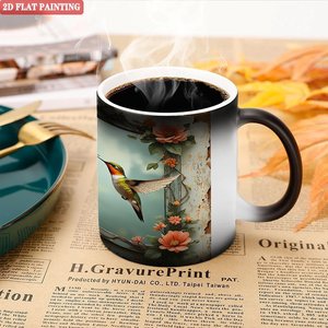 Mug magique sensible à la chaleur 11oz, tasse en céramique noire givrée pour café, thé, sublimation personnalisée, vierge - Product Image 4