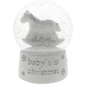 Poly resin/Harz Schneekugel Babys erstes Weihnachten 2019,Baby mit Schaukel pferd Weihnachten Schneekugel, aus Harz, 100MM