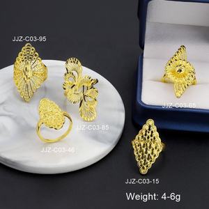 Bague de mariage tendance pour femme JXX en laiton plaqué or, bijoux ajourés à motif floral, accessoire de bijouterie pas cher - Product Image 6