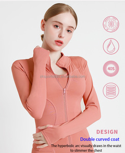 Anpassbarer Trainings reiß verschluss Schnellt rocknende Outwork-Sport bekleidung Langarm-Yoga-Fleece jacke - Product Image 2