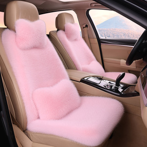 Toptan Yeni İnce Bel Hafif Lüks Tilki Kürkü Peluş Kışlık Araba Koltuğu Minder Kılıfı 7 Parça Set Ön Arka Koltuklar İçin Evrensel - Product Image 1