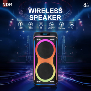 Altoparlante NDR-820 con Doppio Woofer da 8 Pollici, 40 Watt, Illuminazione RGB, Batteria Ricaricabile, Supporto Microfono Wireless per <span class=keywords><strong>Karaoke</strong></span>, Vendita Diretta dalla Fabbrica - Product Image 5