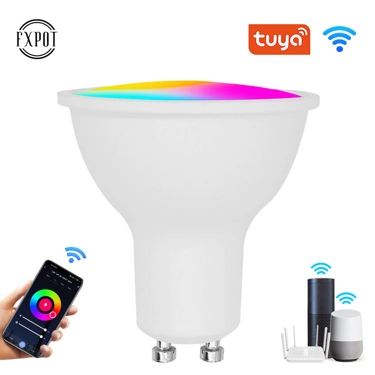 FXPOT 5 Вт RGB Светодиодный прожектор Современный дизайн умный для использования в помещении с приложением Tuya и управлением Alexa Регулируемый 220 В GU10 GU5.3