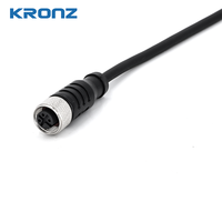 Ensemble de câbles KRONZ M12 pré-assemblé, connecteur femelle droit de 2 m, alliage PVC noir, blindé IP67, applications industrielles pour capteurs