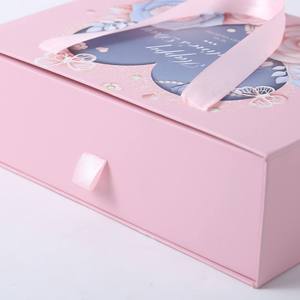 Pembe Çekmeceli Kutu Mücevher Ambalajı Yüzük Kutusu Karton Özel Logo Anneler Günü Sevgililer Günü Hediye Kutusu - Product Image 3