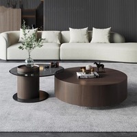 Modernes Luxuriöses Holz-Glas Rundes Couchtisch-Set Wohnzimmer Multifunktionale Heim-Schubladenmöbel Design Einzigartig Neuestes Modell