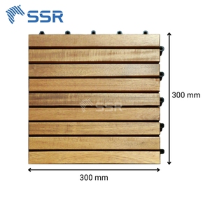 Teak 9 Slat Acacia Wood <b>Decking</b> Tiles Outdoor Interlocking Floor Tiles Anti-slip, Easy to Instal from Vietnam - Product Image 2