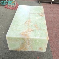 Table basse en marbre onyx vert HZX Luxury Home Furniture, meuble de salon, pierre naturelle, table basse carrée moderne