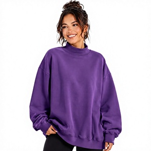 Hot Selling Oversized Blank <b>Mock</b> <b>Neck</b> Sweatshirt Solid Colors Streetwear Style Pullover Drop Shoulder Casual Daily Wear <b>Top</b> - Product Image 1