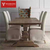 Table à manger en bois de style américain vintage, bureau et chaise rétro, table rectangulaire antique pour villa de campagne, bureau et salle de conférence