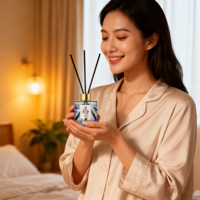Diffuseur de parfum à roseaux bleu à vent chaud, diffuseur de parfum jaune pour la maison et la chambre à coucher, désodorisant, emballage personnalisable, logo et parfum