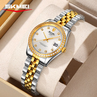 Reloj de Cuarzo para Pareja Skmei Q2538/Q2539 Plateado, Correa de Acero Inoxidable, Estilo Diario, Moda, Cristal, Resistente al Agua 3ATM, Venta al Por Mayor