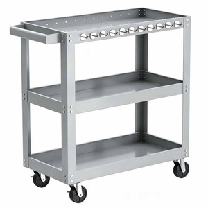 Sunjoy Modern Three Layer Steel Cabinet Industrial Grade Utility Cart Handle Movable Storage 3-Year Warranty 300kg Load Keyed - Product Image 1