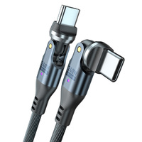 Cable de Datos y Carga Tipo-C a Tipo-C de 240W, Doble Curvatura de 180 y 540 Grados, Carga Súper Rápida de 5A, Cable de Datos Trenzado Giratorio