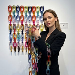 งานประติมากรรมเรซิ่นรูปทรงโซ่เชื่อมต่อ รูปทรงไม่สม่ำเสมอ ลวดลายคลื่น งานแฮนด์เมด ของตกแต่งบ้าน งานศิลปะแฟชั่น ของสะสม - Product Image 1