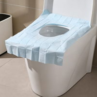 Couvre-siège de toilette jetable en PE, type adhésif, imperméable, coussin de siège de toilette portable pour les voyages, les hôtels, les toilettes publiques
