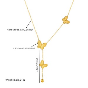 Butterfly Jewelry <b>Set</b> Stainless Steel Gold Plated Necklace <b>Bracelet</b> Women's Party Fashion Accessory - Product Image 4