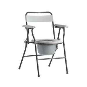 Хорошее медицинское складное кресло-комод со спинкой, портативные алюминиевые складные стулья-комоды для туалета с ведром для пожилых людей