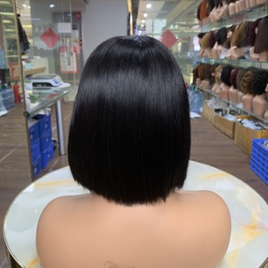 Perruques courtes et droites en cheveux humains 100% naturels, très vendues, perruque mi-lace avec cheveux noirs naturels - Product Image 3