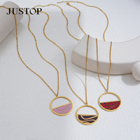 JUSTOP OEM/Venta al por Mayor, Collar con Colgante de Cadena de Eslabones Personalizado, Impermeable, de Acero Inoxidable, Chapado en Oro y Plata, Estilo Europeo y Americano
